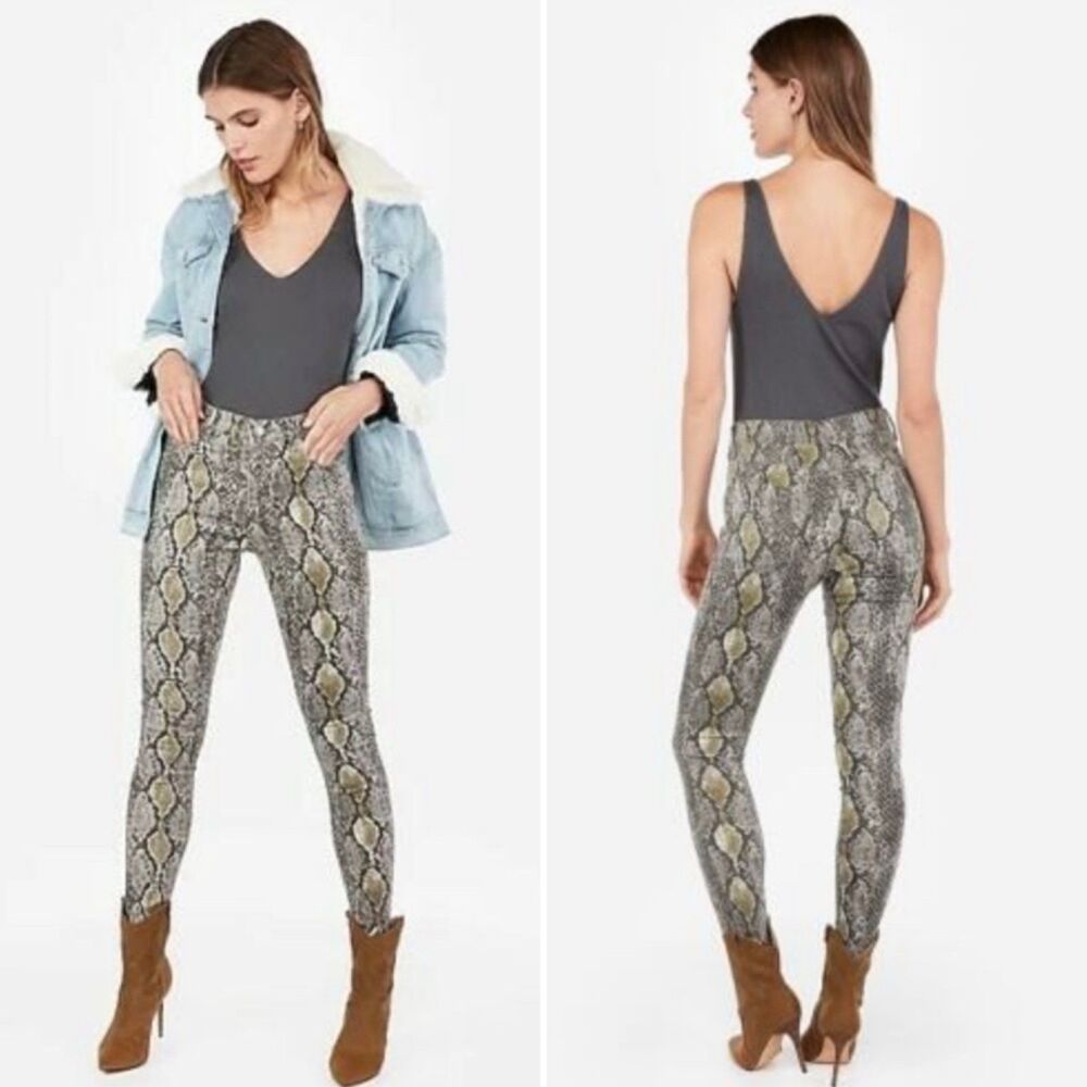 Express Leggings Snake Print High Rise Stretch Super Soft 10